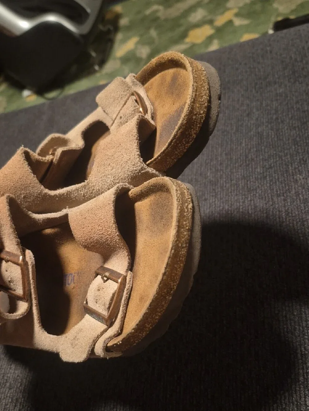Birkenstock Men's Double-Buckle Suede Sandals in Light Brown